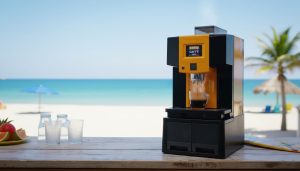 Pitti Caffe Barista v lokalu pri morju v italiji